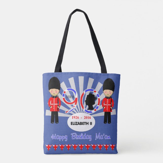 Tote Bag Joyeux anniversaire Ma'am Reine Elizabeth II 90e (Dos)