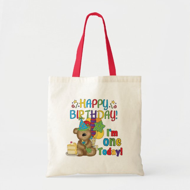 Tote Bag Joyeux anniversaire Teddy Bear 1er T-shirts et cad (Devant)