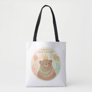 Tote Bag Joyeux anniversaire Teddy Bear Illustration