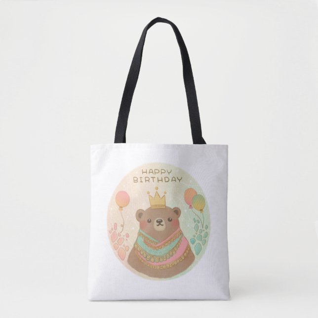 Tote Bag Joyeux anniversaire Teddy Bear Illustration (Devant)