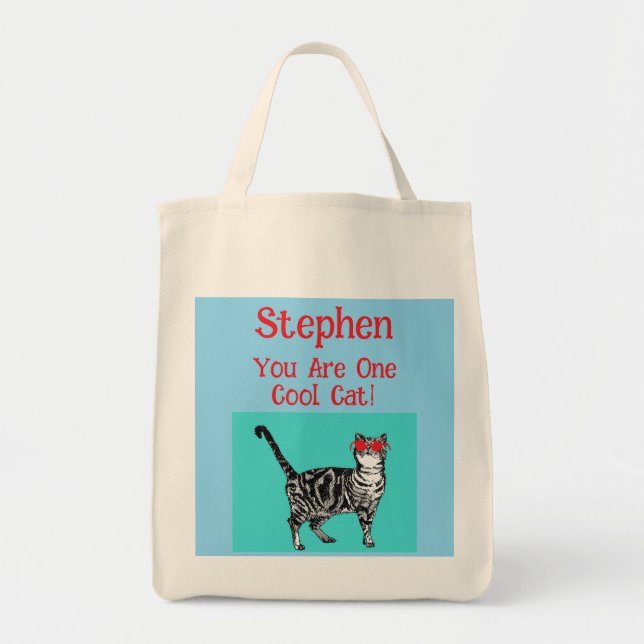Tote Bag Joyeux anniversaire Vous Cool Tabby Chat Mens Mari (Devant)