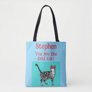 Tote Bag Joyeux anniversaire Vous Cool Tabby Chat Mens Mari