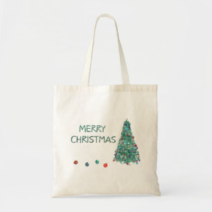 Tote Bag Joyeux arbre d'aquarelle de Noël