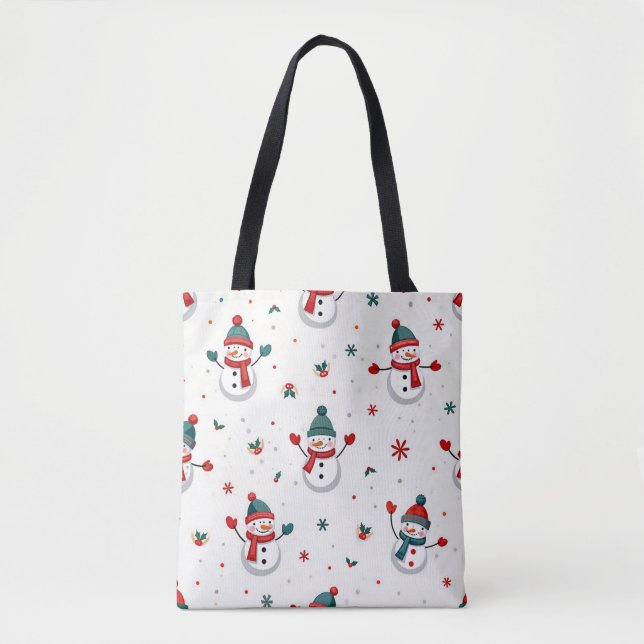 Tote Bag Joyeux bonhomme de neige coloré (Devant)