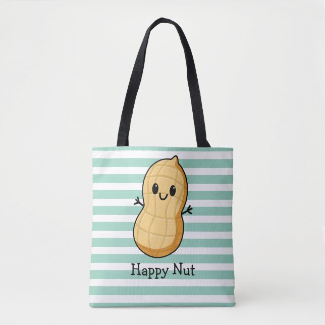 Tote Bag Joyeux caricature de cacahuète Kawaii - Nut souria (Devant)