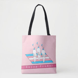 Tote Bag Joyeux chats de fierté avec drapeau transgenre