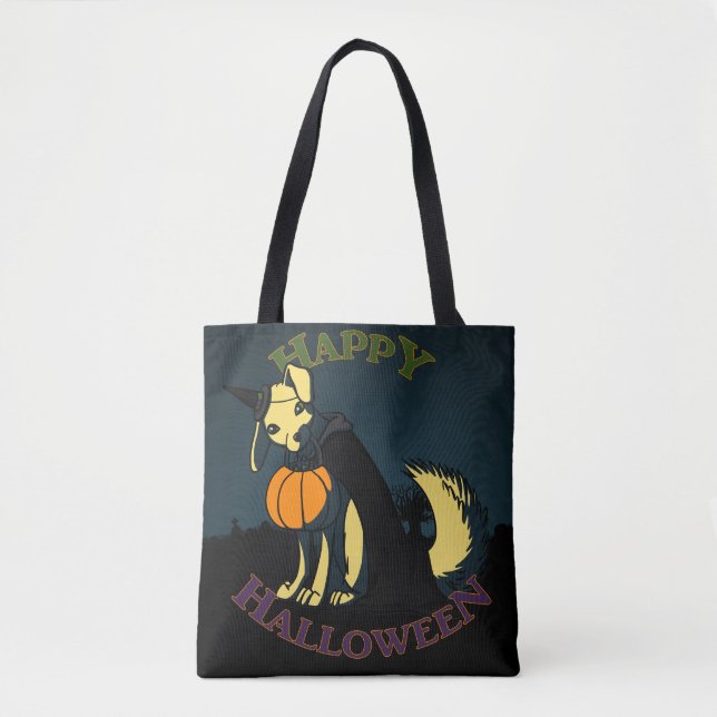 Tote Bag Joyeux chien d'Halloween (Devant)