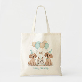 Tote Bag Joyeux Chiens de caniche normaux d'anniversaire