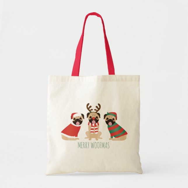 Tote Bag Joyeux Chiens de Carlin Woofmas (Devant)