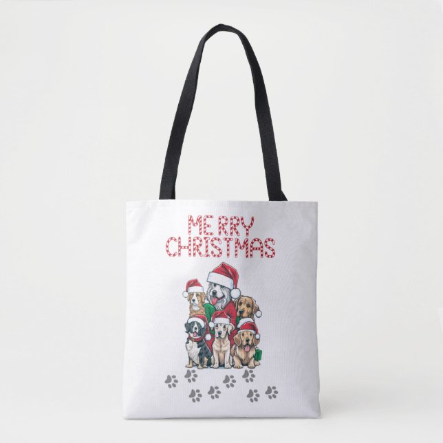 Tote Bag Joyeux chiens de Noël (Devant)