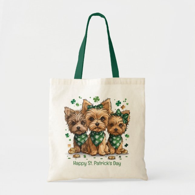 Tote Bag Joyeux Chiens du Yorkshire Terrier de St. Patrick' (Devant)