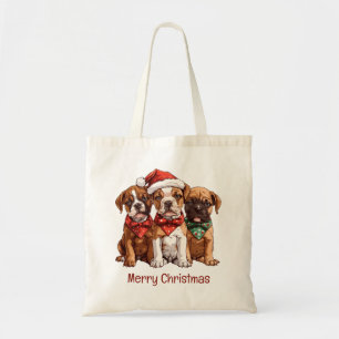 Tote Bag Joyeux Chiens en boîte de Noël