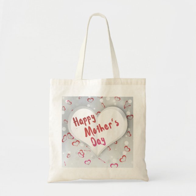 Tote Bag Joyeux coeur de papier 3D de la Fête des Mères (Devant)