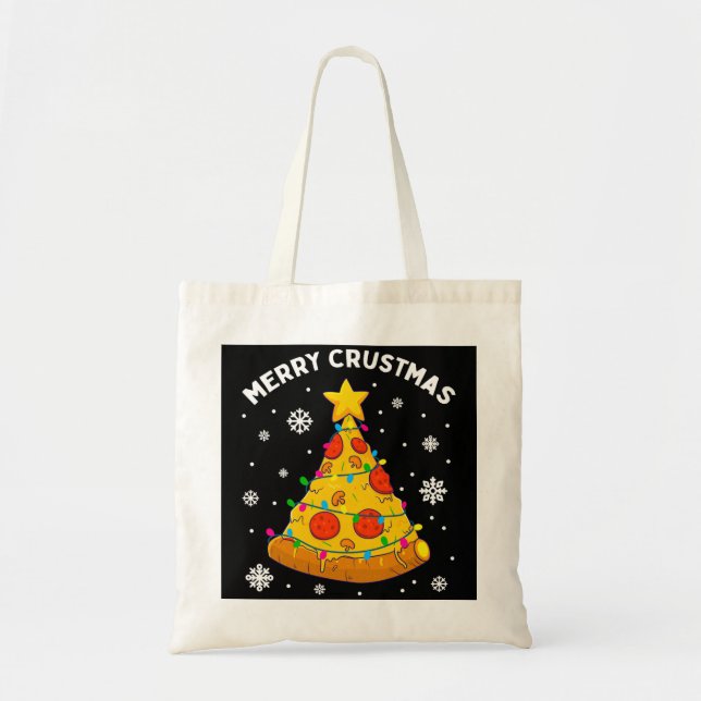 Tote Bag Joyeux Crustmas Pizza Arbre de Noël Joyeux Noël (Devant)