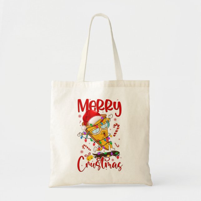 Tote Bag Joyeux Crustmas Pizza Arbre de Noël Noël Noël Joye (Devant)