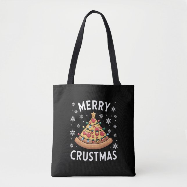 Tote Bag Joyeux Crustmas Pizza Noël Arbre de Noël Cadeaux (Devant)