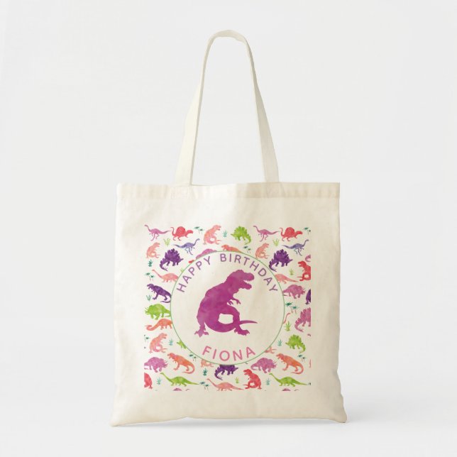 Tote Bag Joyeux Dinosaur Anniversaire Personnalisé T-Rex Gi (Devant)