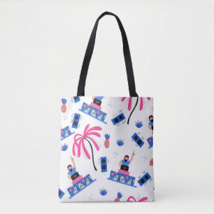 Tote Bag Joyeux DJ, motif de plage tropical.