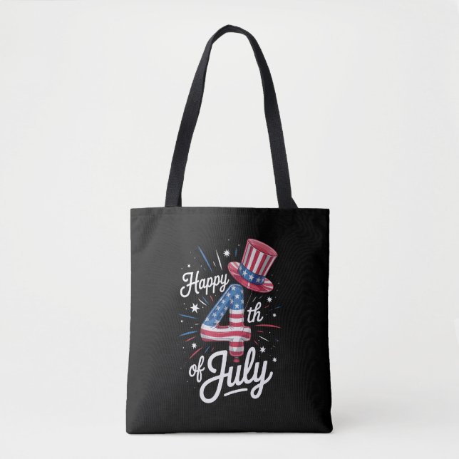 Tote Bag Joyeux drapeau américain 4 juillet patriotique USA (Devant)