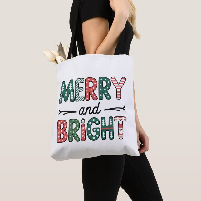 Tote Bag Joyeux et brillant Noël Famille Noël Noël (De près)