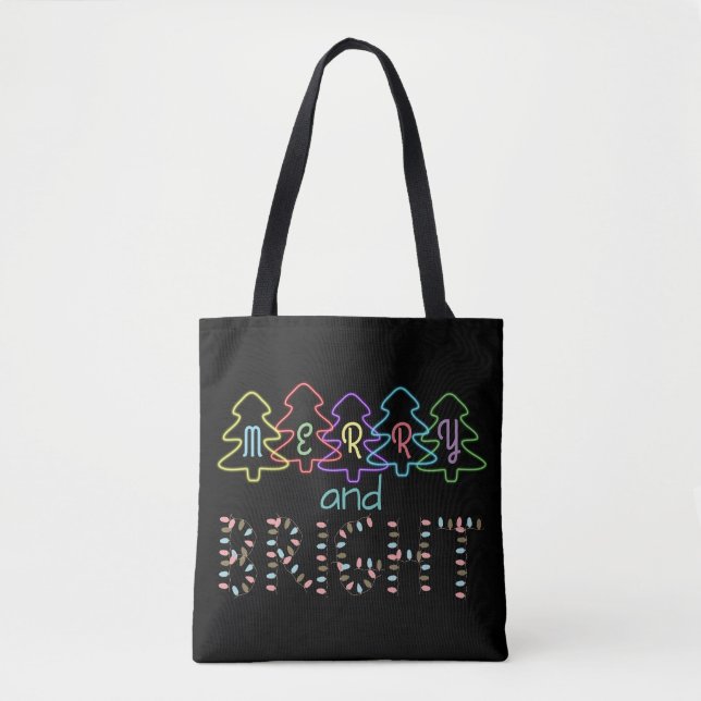 Tote Bag Joyeux et brillants feux de Noël (Devant)