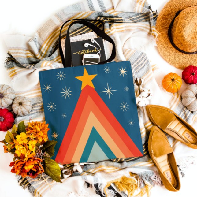 Tote Bag Joyeux et lumineux Arbre de Noël Super rétro (Créateur téléchargé)