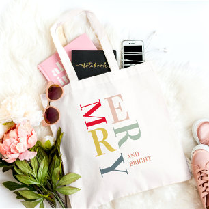 Tote Bag Joyeux et lumineux coloré moderne Joyeuses fêtes