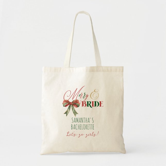 Tote Bag Joyeux et mariée Joyeux Noël Mariée Bachelorette (Devant)