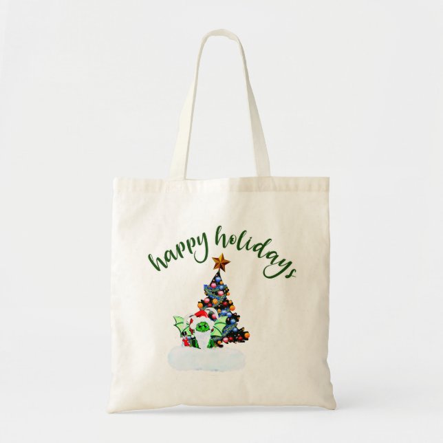 Tote Bag Joyeux et Noël magique avec un Twist Dragon (Devant)