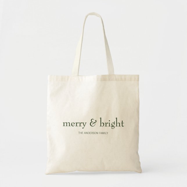 Tote Bag Joyeux et vert brillant Noël (Devant)