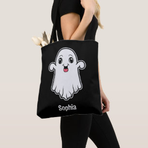 Tote Bag Joyeux Fantôme De Cartoon Avec Un Nom Personnalisé