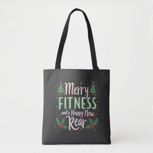 Tote Bag Joyeux Fitness et Joyeux nouveau Bodybuilding arri (Devant)