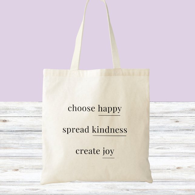 Tote Bag Joyeux, gentillesse, joie - affirmations quotidien (Créateur téléchargé)
