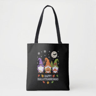 Tote Bag Joyeux Hallothanksmas Gnomes Lover Halloween Noël