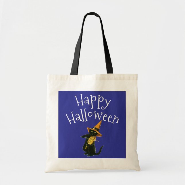 Tote Bag Joyeux Halloween, Chat noir (Devant)