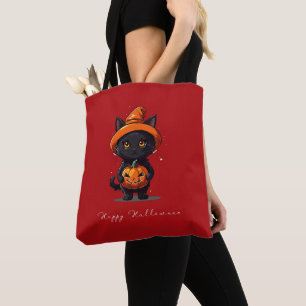 Tote Bag Joyeux Halloween Chat noir avec Halloween Citrouil