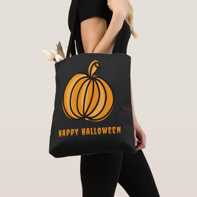 Tote Bag Joyeux Halloween Citrouille (De près)
