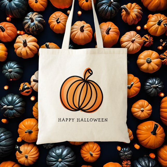 Tote Bag Joyeux Halloween Citrouille Farce ou Friandise (Happy Halloween Pumpkin trick or treat tote bag)