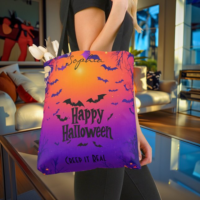 Tote Bag Joyeux Halloween – Coucher de soleil effrayant ave (Créateur téléchargé)