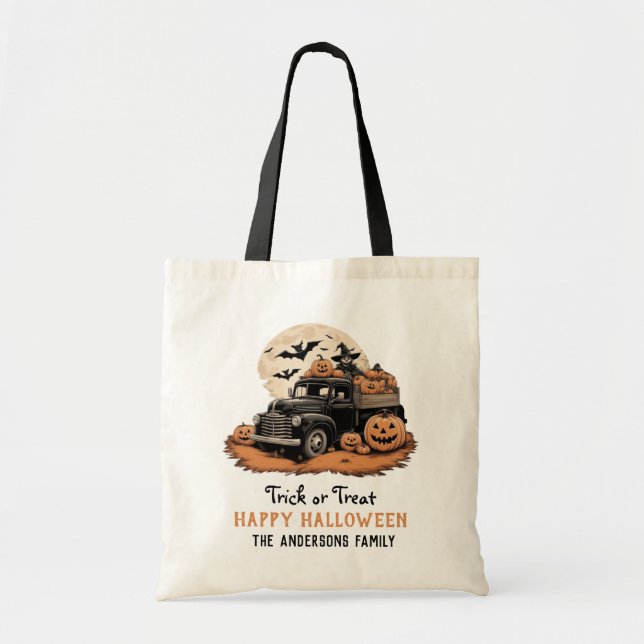 Tote Bag Joyeux Halloween de marque ou de traitement de scr (Devant)
