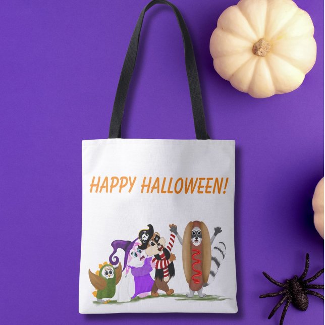 Tote Bag Joyeux Halloween des Animaux de la Forêt (Créateur téléchargé)