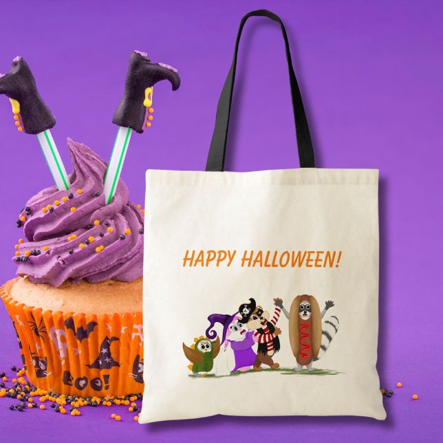 Tote Bag Joyeux Halloween des Animaux de la Forêt (Créateur téléchargé)