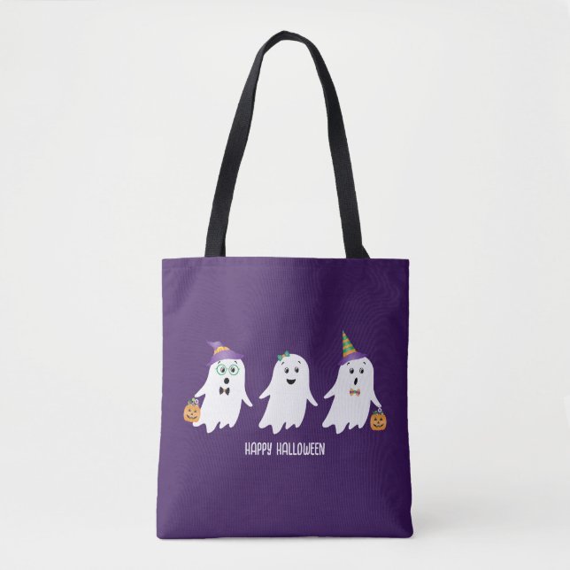Tote Bag Joyeux Halloween Fantômes Trick Ou Treat (Devant)