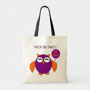 Tote Bag Joyeux Halloween Party Owl Trick ou Tweet personna