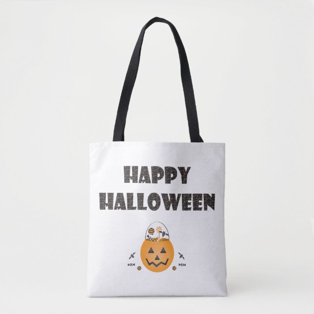 Tote Bag Joyeux Halloween Trick Ou Treat Jack-o'-lantern (Devant)