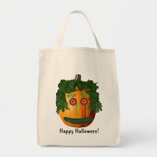 Tote Bag Joyeux Halloween ! - Visage Citrouille non coupé (Devant)