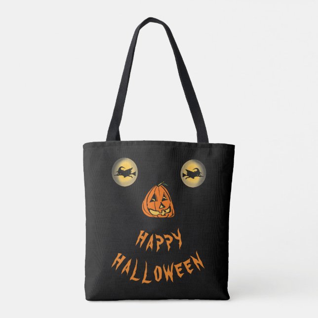 Tote Bag Joyeux Halloween Yeux de cuisine et nez Citrouille (Dos)