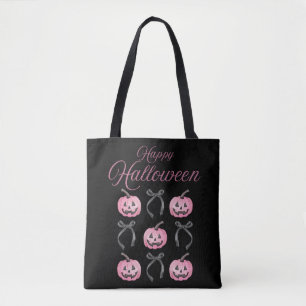 Tote Bag Joyeux Hallowen noir orange rose