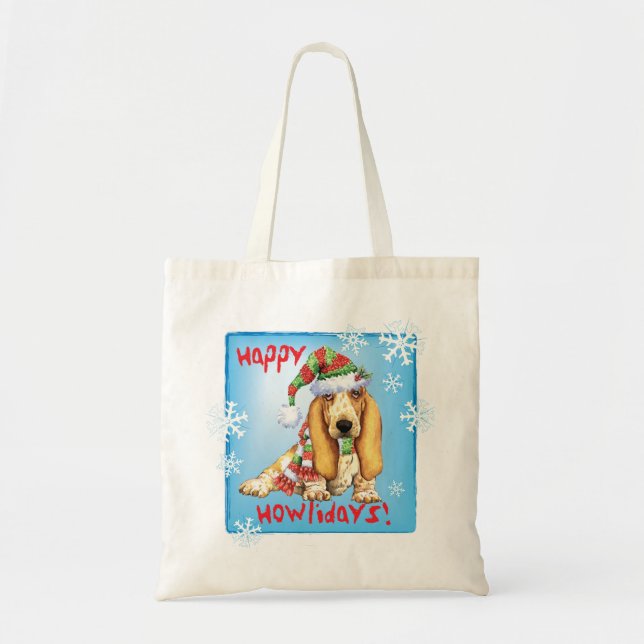 Tote Bag Joyeux Howliday Basset (Devant)