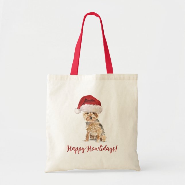 Tote Bag Joyeux Howlidays Yorkshire Terrier (Devant)